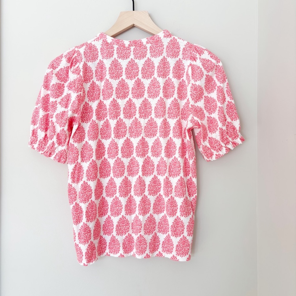 BODEN Dolly puff sleeve Pink Paisley Women's Top sz. 4 - Picture 6 of 7